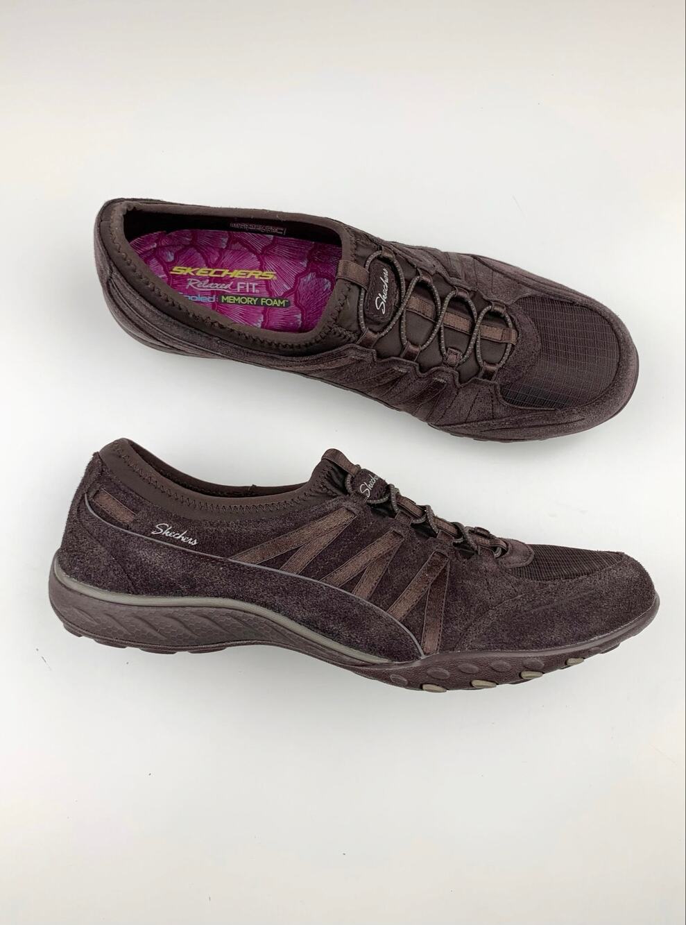 Skechers Breathe Easy Casual Sneakers Slip On Brown Suede Shoes Women's 11